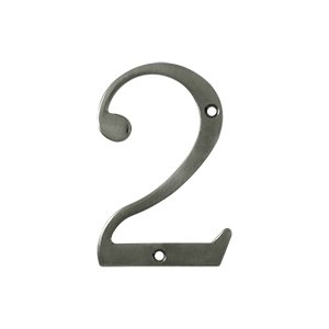 Deltana Solid Brass 4" Residential House Number 2 in Antique Nickel