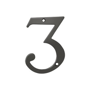 Deltana Solid Brass 4" Residential House Number 3 in Oil Rubbed Bronze