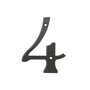 Deltana Solid Brass 4" Residential House Number 4 in Oil Rubbed Bronze