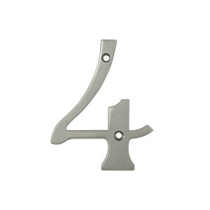 Deltana Solid Brass 4" Residential House Number 4 in Brushed Nickel