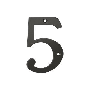 Deltana Solid Brass 4" Residential House Number 5 in Oil Rubbed Bronze