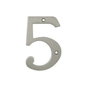 Deltana Solid Brass 4" Residential House Number 5 in Brushed Nickel