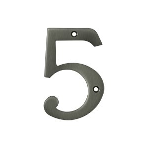 Deltana Solid Brass 4" Residential House Number 5 in Antique Nickel
