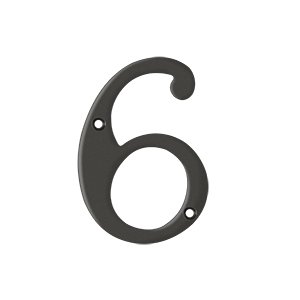 Deltana Solid Brass 4" Residential House Number 6 in Oil Rubbed Bronze
