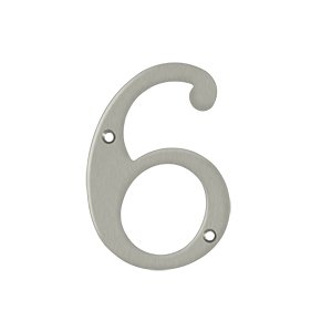Deltana Solid Brass 4" Residential House Number 6 in Brushed Nickel
