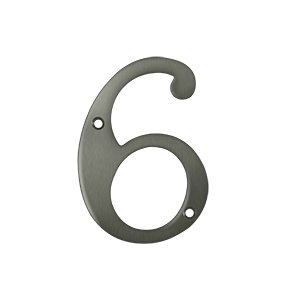 Deltana Solid Brass 4" Residential House Number 6 in Antique Nickel
