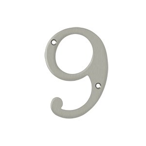 Deltana Solid Brass 4" Residential House Number 9 in Brushed Nickel
