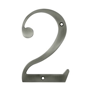 Deltana Solid Brass 6" Residential House Number 2 in Antique Nickel
