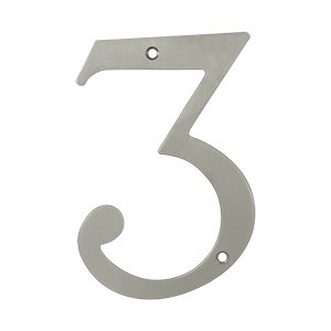 Deltana Solid Brass 6" Residential House Number 3 in Brushed Nickel