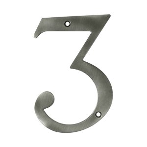 Deltana Solid Brass 6" Residential House Number 3 in Antique Nickel