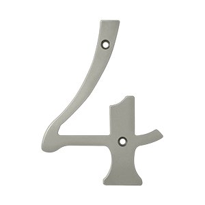 Deltana Solid Brass 6" Residential House Number 4 in Brushed Nickel