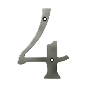 Deltana Solid Brass 6" Residential House Number 4 in Antique Nickel