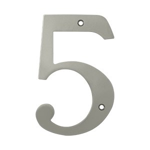 Deltana Solid Brass 6" Residential House Number 5 in Brushed Nickel
