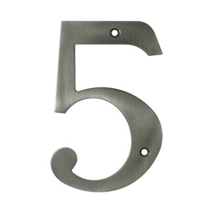 Deltana Solid Brass 6" Residential House Number 5 in Antique Nickel