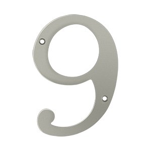 Deltana Solid Brass 6" Residential House Number 9 in Brushed Nickel