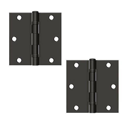 Deltana 3 1/2" x 3 1/2" Residential Ball Bearing Square Door Hinge (Sold as a Pair) in Oil Rubbed Bronze