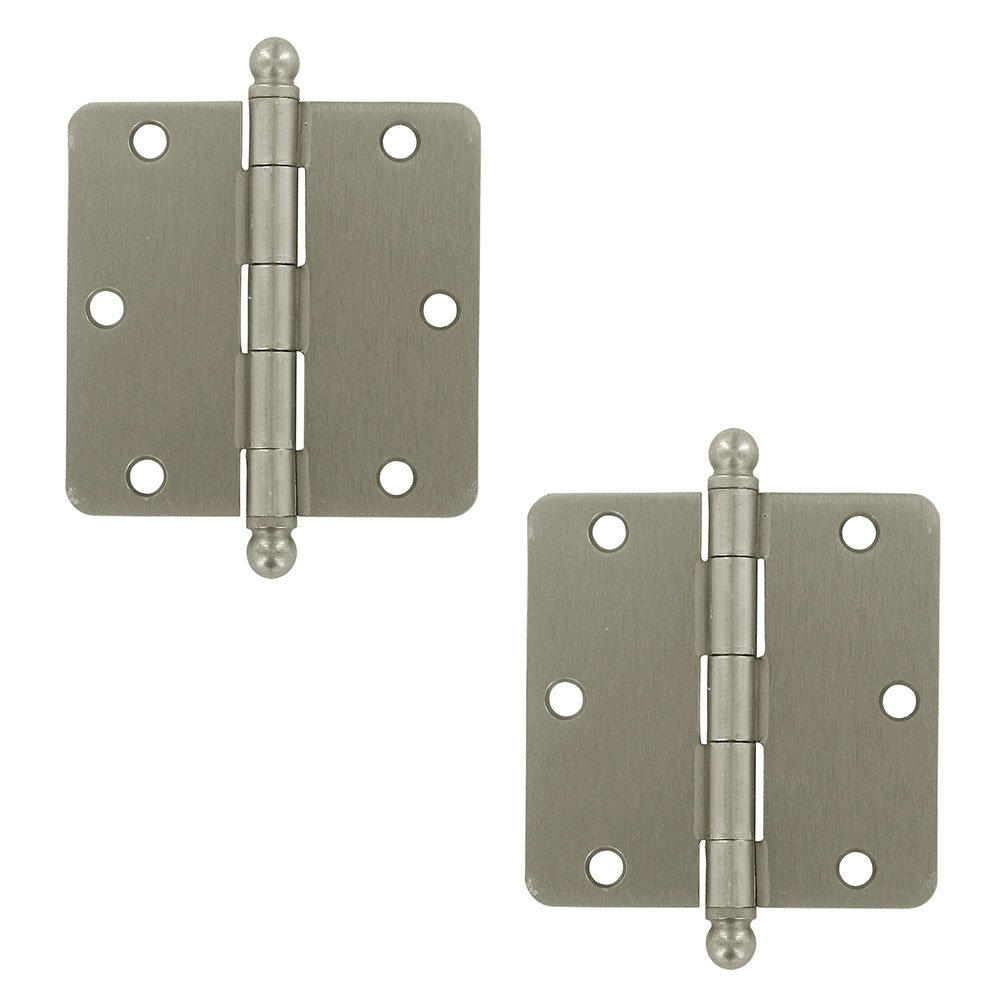 Deltana 3 1/2" x 3 1/2" 1/4" Radius/Residential Door Hinge with Ball Tips (Sold as a Pair) in Brushed Nickel