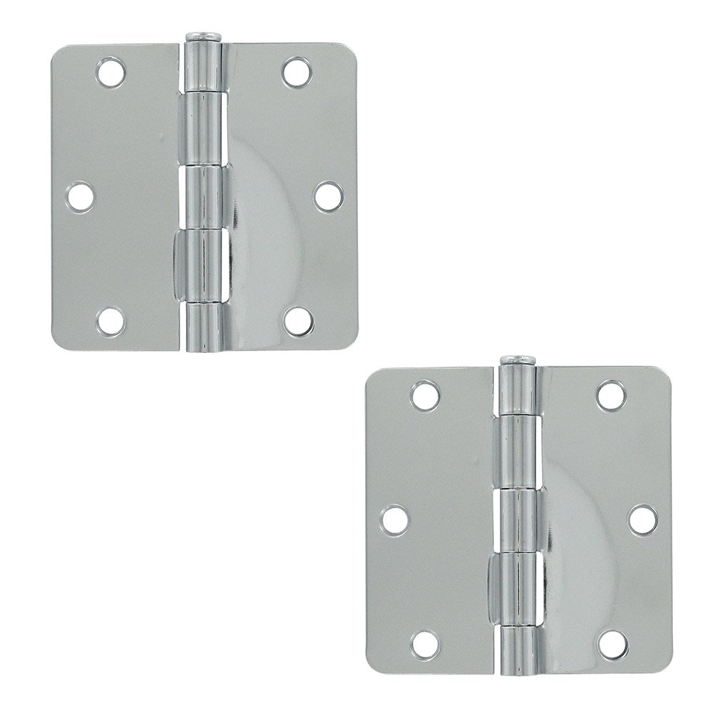 Deltana 3 1/2" x 3 1/2" 1/4" Radius/Residential Door Hinge (Sold as a Pair) in Polished Chrome