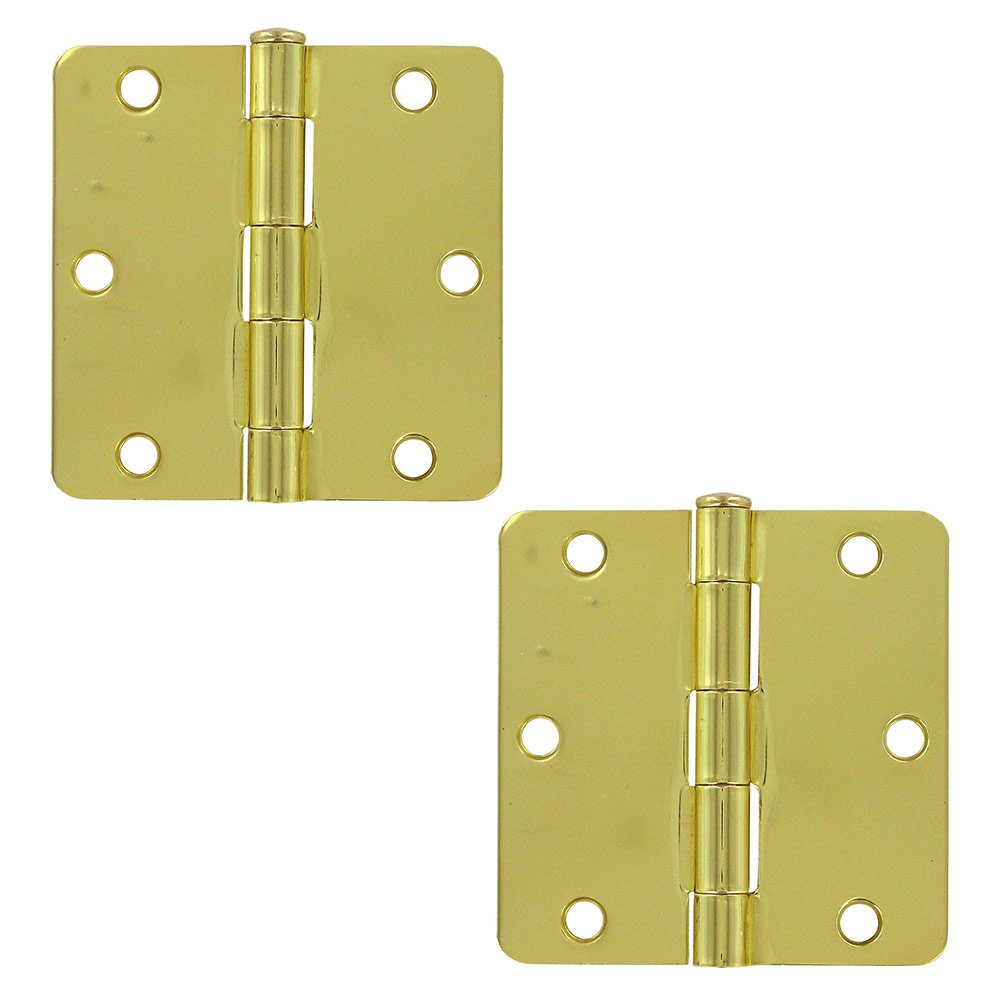 Deltana 3 1/2" x 3 1/2" 1/4" Radius/Residential Door Hinge (Sold as a Pair) in Polished Brass