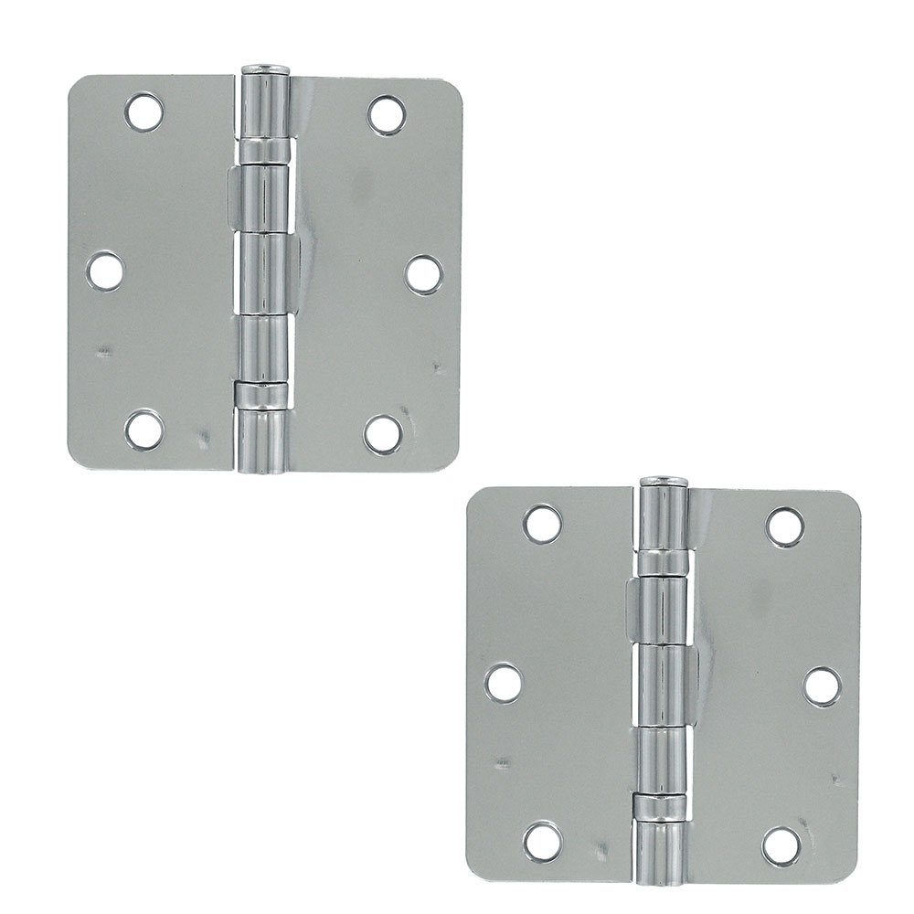 Deltana 3 1/2" x 3 1/2" 1/4" Radius/Residential/Ball Bearing Door Hinge (Sold as a Pair) in Polished Chrome