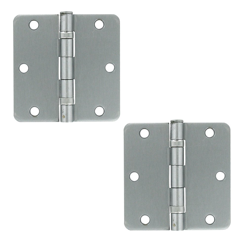Deltana 3 1/2" x 3 1/2" 1/4" Radius/Residential/Ball Bearing Door Hinge (Sold as a Pair) in Brushed Chrome