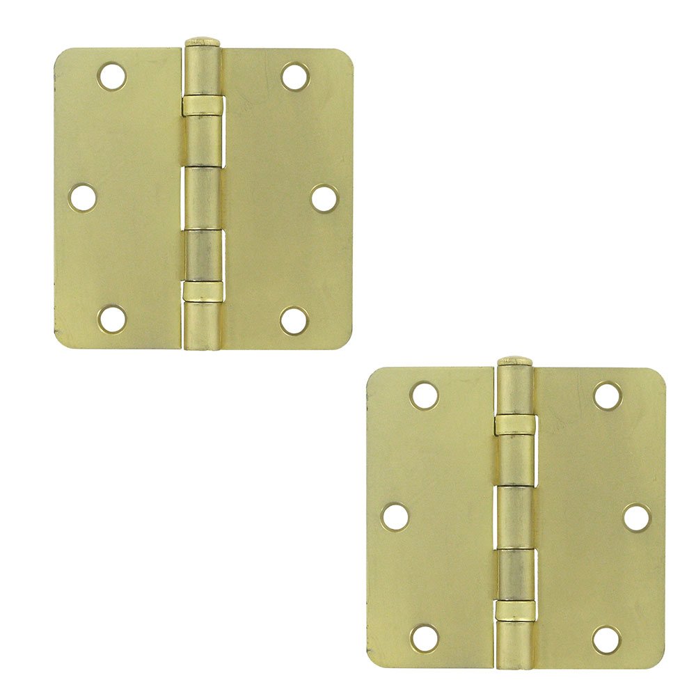 Deltana 3 1/2" x 3 1/2" 1/4" Radius/Residential/Ball Bearing Door Hinge (Sold as a Pair) in Brushed Brass 
