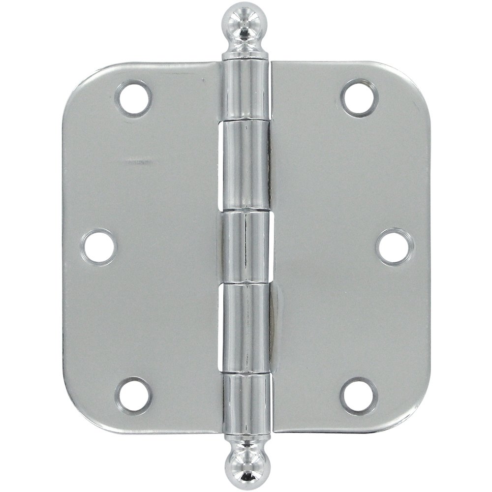 Deltana 3 1/2" x 3 1/2" 5/8" Radius/Heavy Duty Door Hinge with Ball Tips (Sold as a Pair) in Polished Chrome