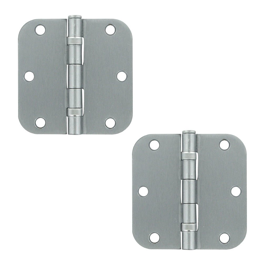 Deltana 3 1/2" x 3 1/2" 5/8" Radius/Ball Bearing Door Hinge (Sold as a Pair) in Brushed Chrome