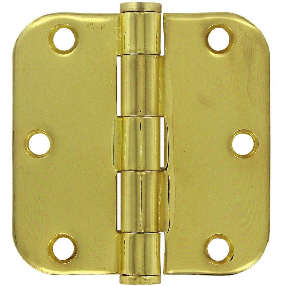 Deltana 3 1/2" x 3 1/2" 5/8" Radius/Heavy Duty Door Hinge (Sold as a Pair) in Polished Brass