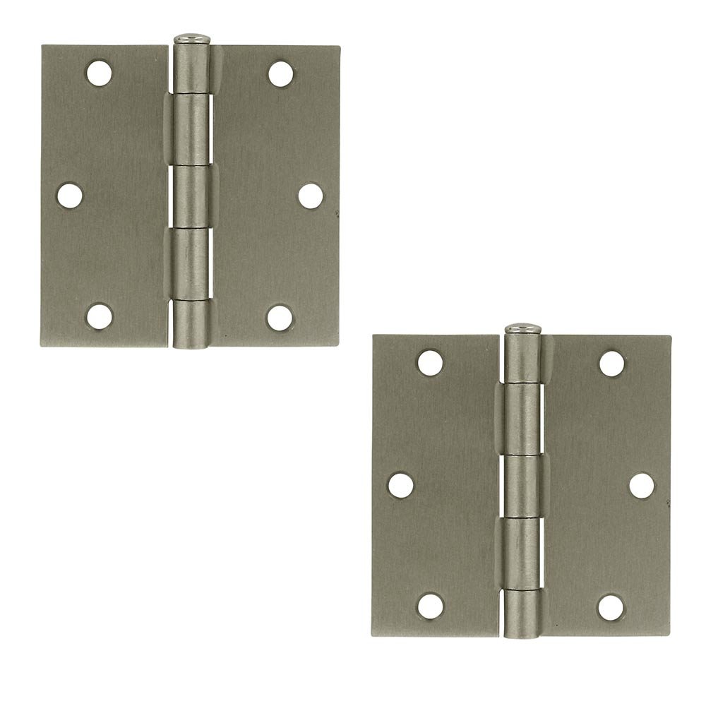 Deltana 3 1/2" x 3 1/2" Residential Square Door Hinge (Sold as a Pair) in Brushed Nickel