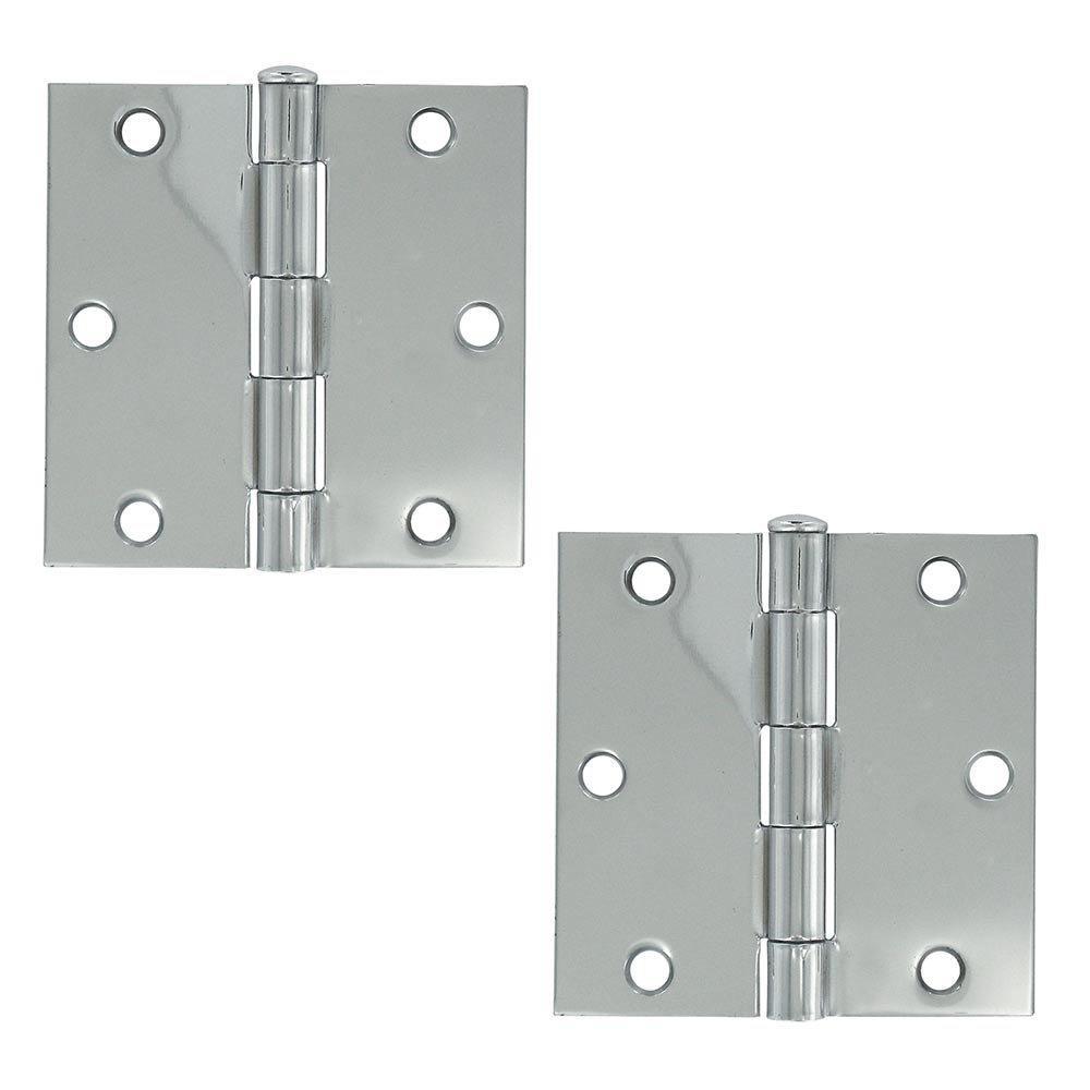 Deltana 3 1/2" x 3 1/2" Residential Square Door Hinge (Sold as a Pair) in Polished Chrome