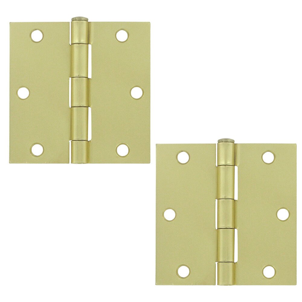 Deltana 3 1/2" x 3 1/2" Residential Square Door Hinge (Sold as a Pair) in Brushed Brass