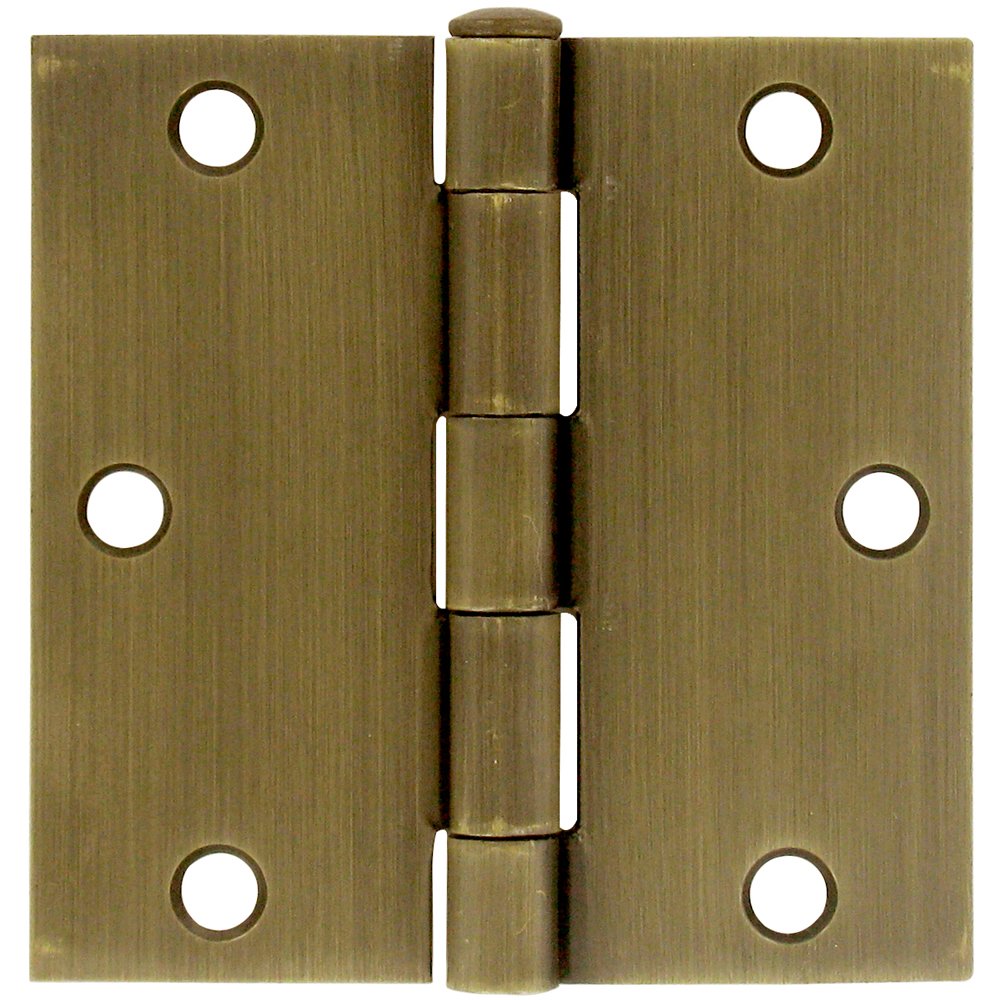 Deltana 3 1/2" x 3 1/2" Residential Square Door Hinge (Sold as a Pair) in Antique Brass