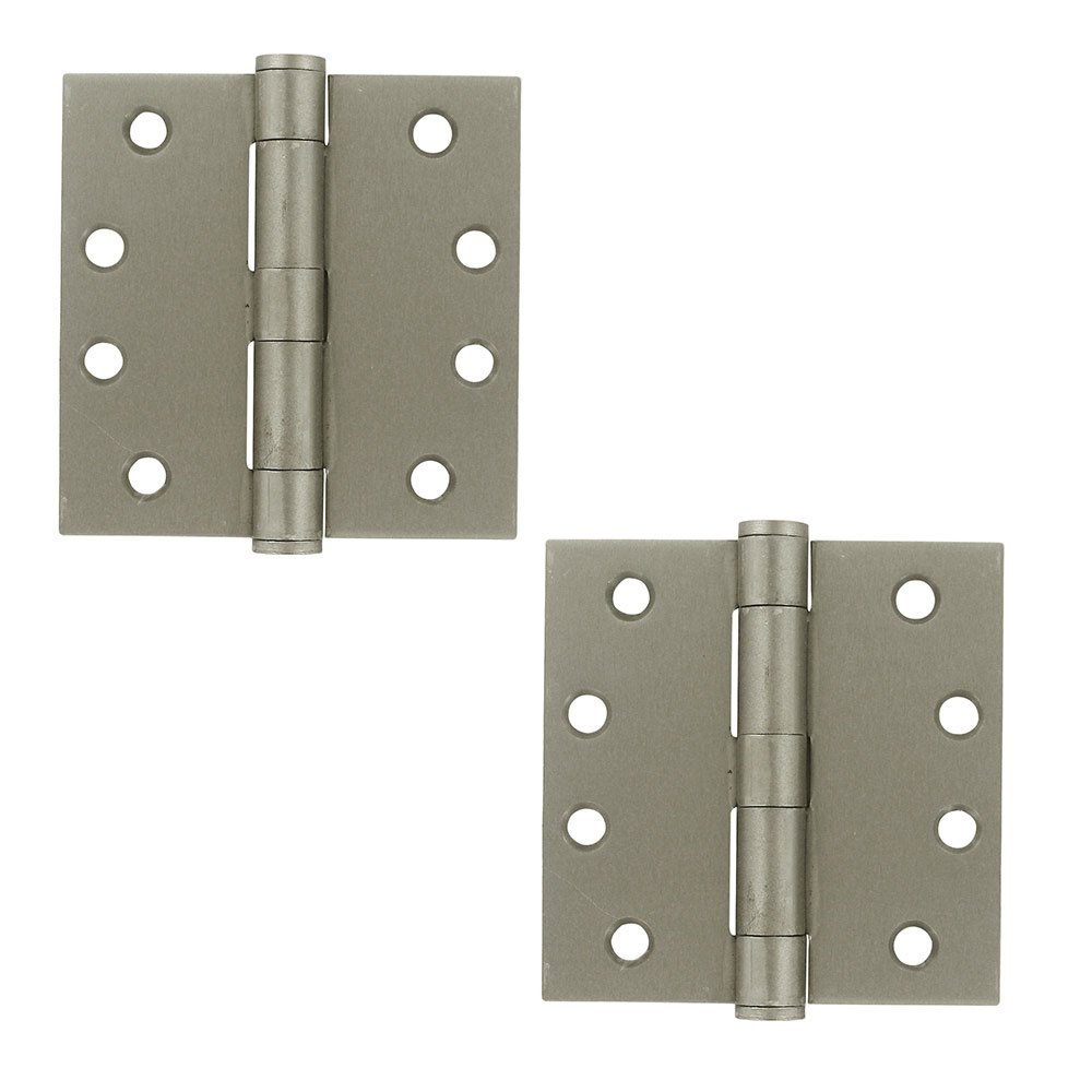 Deltana 4" x 4" Heavy Duty Square Door Hinge (Sold as a Pair) in Brushed Nickel