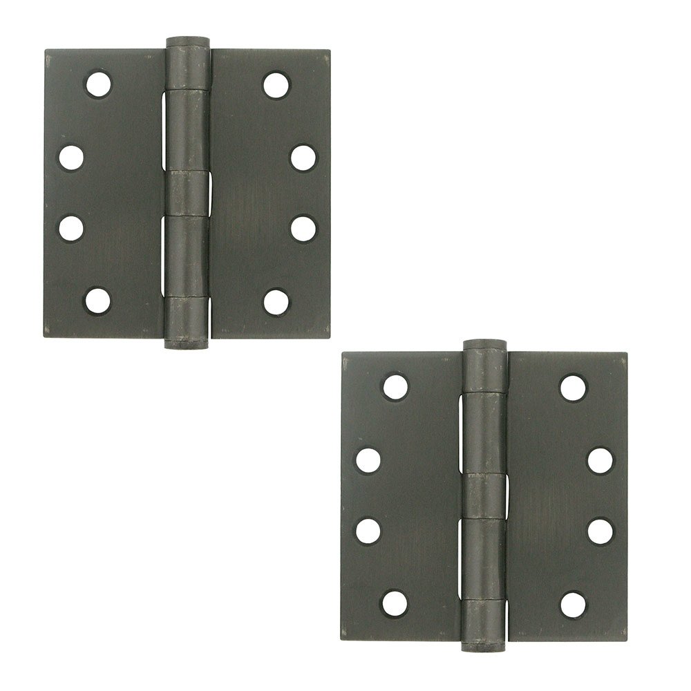 Deltana 4" x 4" Heavy Duty Square Door Hinge (Sold as a Pair) in Antique Nickel