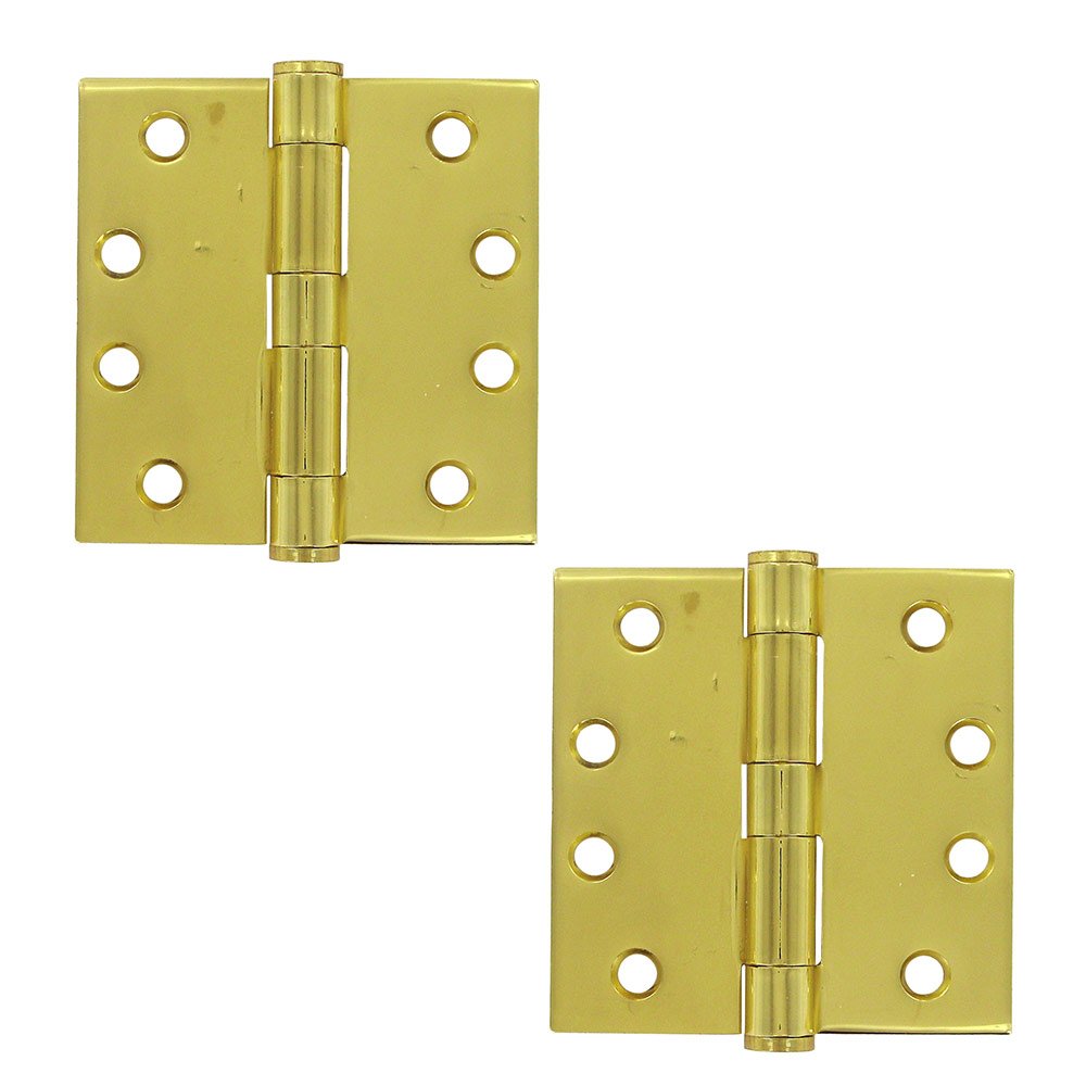 Deltana 4" x 4" Heavy Duty Square Door Hinge (Sold as a Pair) in Polished Brass