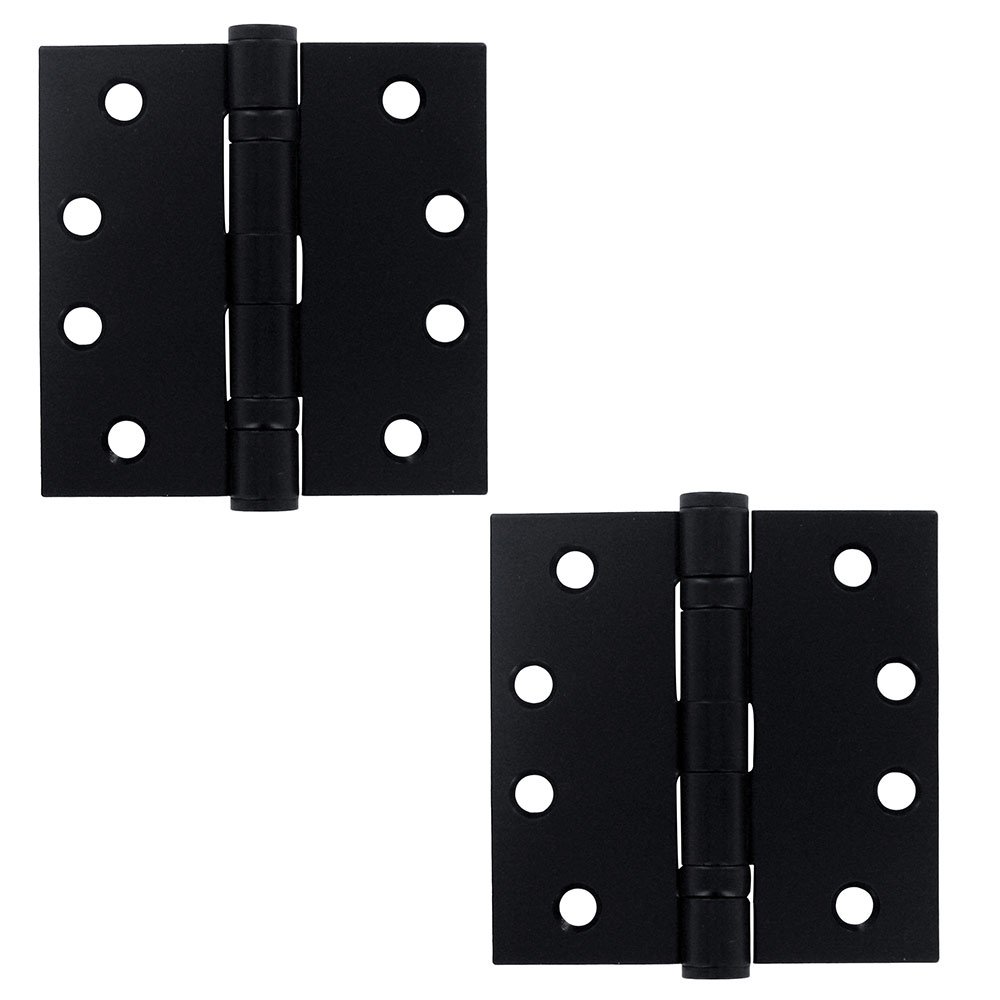 Deltana 4" x 4" 2 Ball Bearing/Heavy Duty Square Door Hinge (Sold as a Pair) in Paint Black