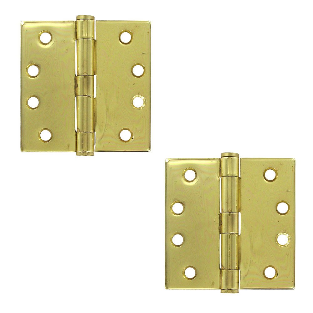 Deltana Removable Pin/Heavy Duty Square Door Hinge (Sold as a Pair) in Polished Brass