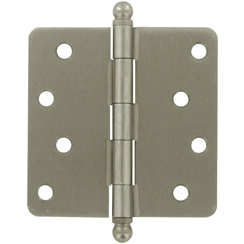 Deltana 4" x 4" 1/4" Radius/Residential Door Hinge with Ball Tips (Sold as a Pair) in Brushed Nickel