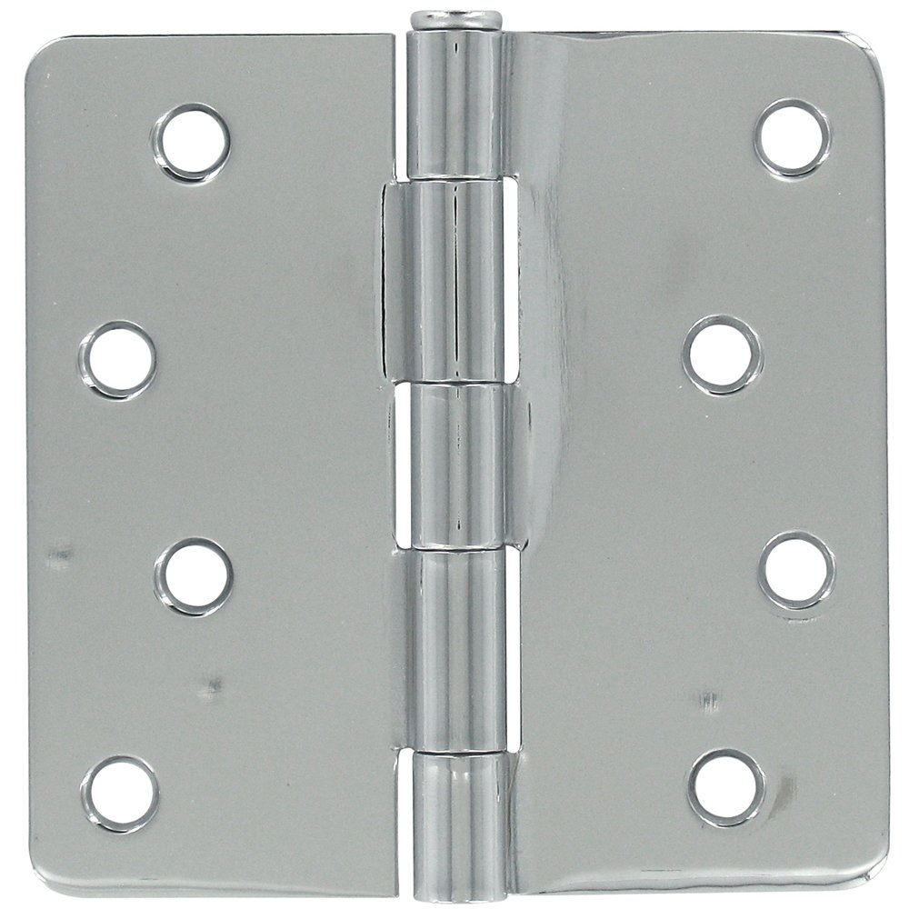Deltana 4" x 4" 1/4" Radius/Residential Door Hinge (Sold as a Pair) in Polished Chrome