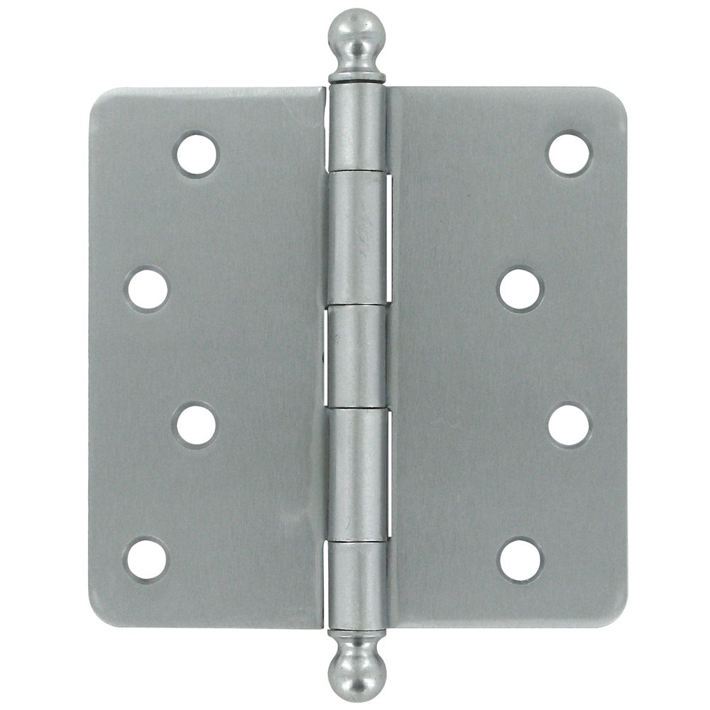 Deltana 4" x 4" 1/4" Radius/Residential Door Hinge with Ball Tips (Sold as a Pair) in Brushed Chrome