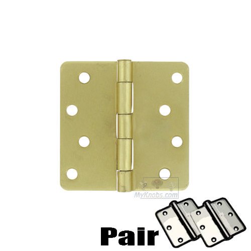 Deltana 4" x 4" 1/4" Radius/Residential Door Hinge (Sold as a Pair) in Brushed Brass