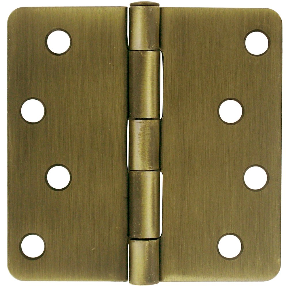 Deltana 4" x 4" 1/4" Radius/Residential Door Hinge (Sold as a Pair) in Antique Brass