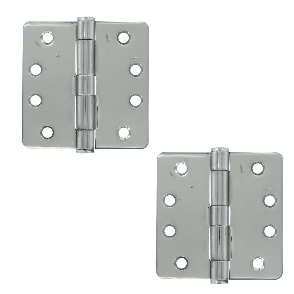 Deltana 4" x 4" 1/4" Radius/Heavy Duty Door Hinge (Sold as a Pair) in Polished Chrome