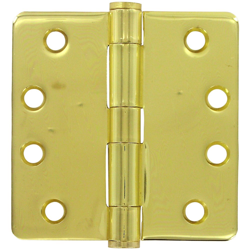 Deltana 4" x 4" 1/4" Radius/Heavy Duty Door Hinge (Sold as a Pair) in Polished Brass