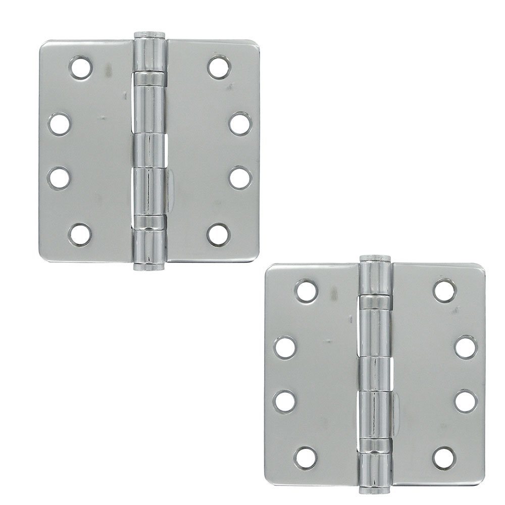 Deltana 4" x 4" 1/4" Radius/2 Ball Bearing/Heavy Duty Door Hinge (Sold as a Pair) in Polished Chrome