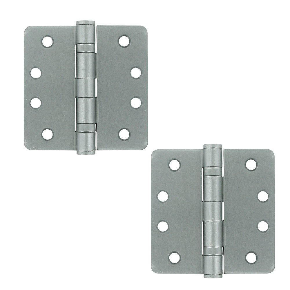 Deltana 4" x 4" 1/4" Radius/2 Ball Bearing/Heavy Duty Door Hinge (Sold as a Pair) in Brushed Chrome