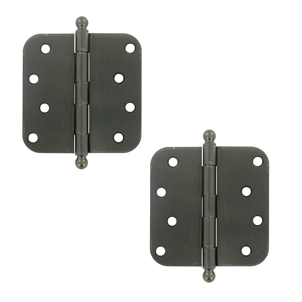 Deltana 4" x 4" 5/8" Radius/Residential Door Hinge with Ball Tips (Sold as a Pair) in Antique Nickel