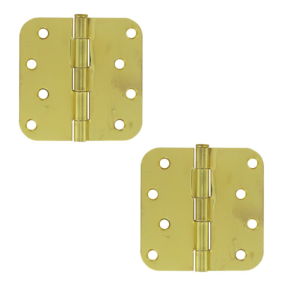 Deltana 4" x 4" 5/8" Radius/Residential Door Hinge (Sold as a Pair) in Polished Brass