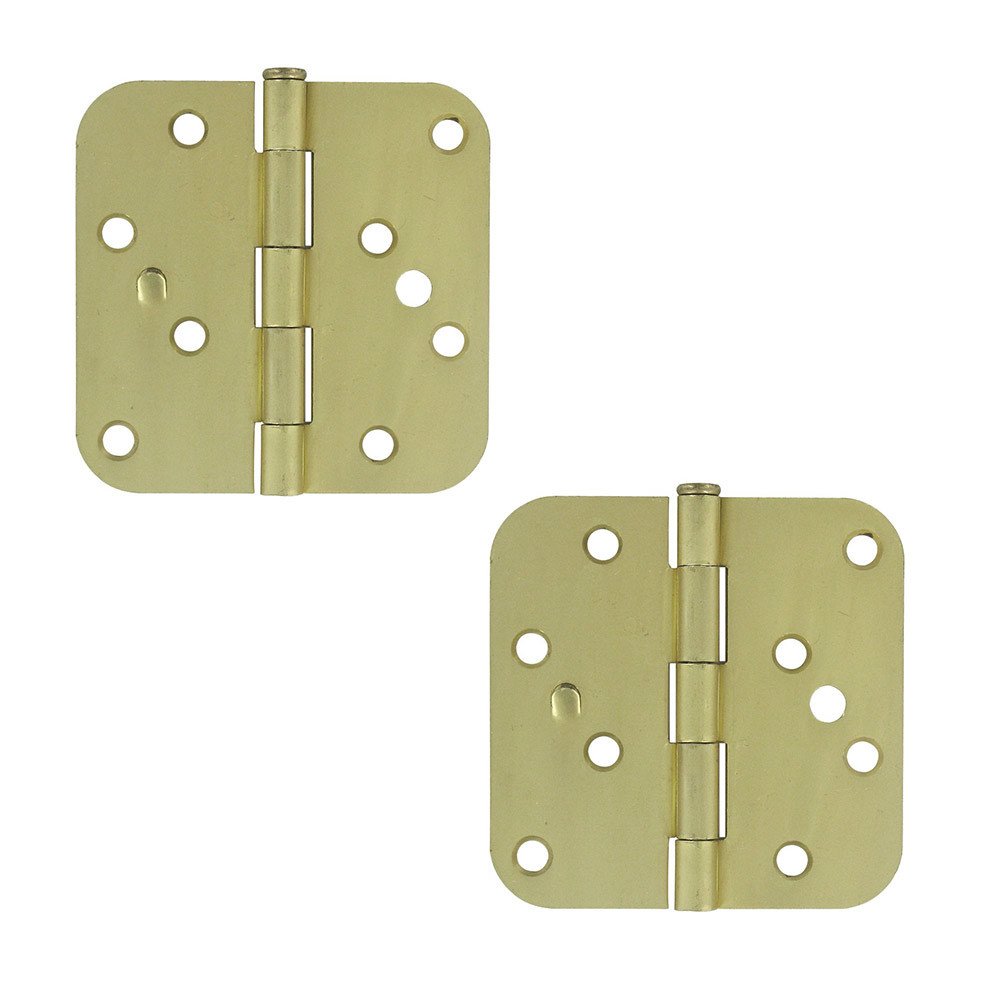 Deltana 4" x 4" 5/8" Radius/Residential Door Hinge (Sold as a Pair) in Brushed Brass
